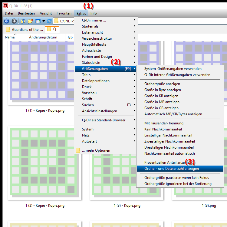Wie kann ich im Datei Explorer die Anzahl der Ordner und Dateien in der Dateityp Spalte anzeigen